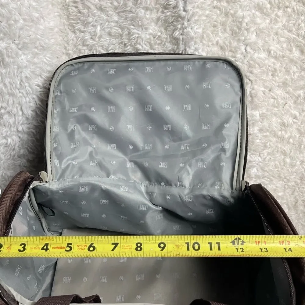 Oleg Cassini Brown Weekender Overnight Travel Duffel Carry-On Bag.